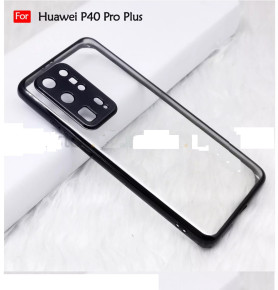Луксозен силиконов гръб ТПУ прозрачен Fashion за Huawei P40 Pro Plus ELS-N39 черен кант